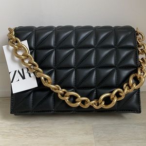 Zara quilted chain strap shoulder bag